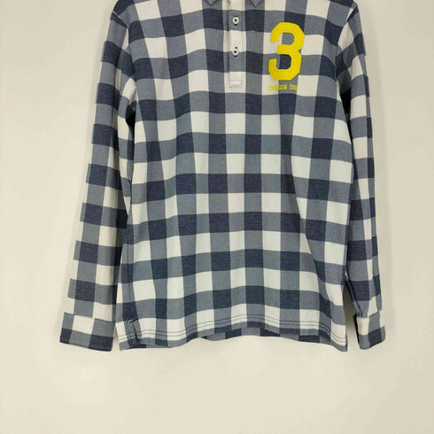 アディダス adidas ロゴ刺繍チェック L/S ポロシャツ メンズ L/G