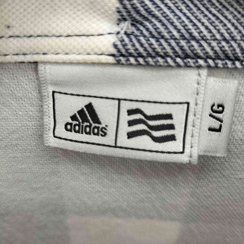 アディダス adidas ロゴ刺繍チェック L/S ポロシャツ メンズ L/G