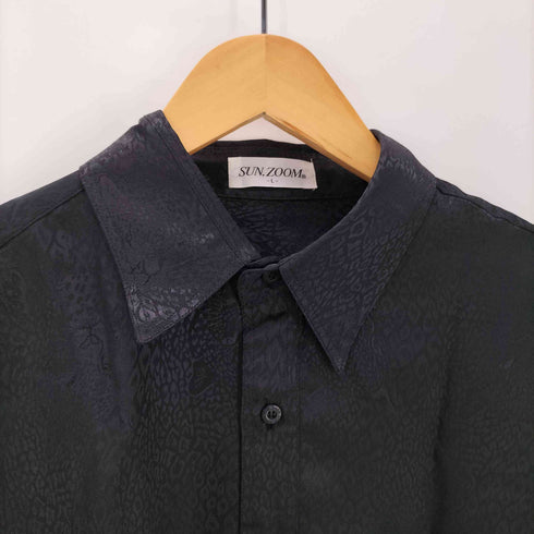 SUN ZOOM 織り レオパード柄 総柄 L/S ポリ シャツ メンズ JPN:L