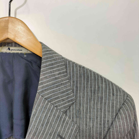 アクアスキュータム AQUASCUTUM リネンシルク 背抜き ストライプ 2B テーラードジャケット メンズ import:S
