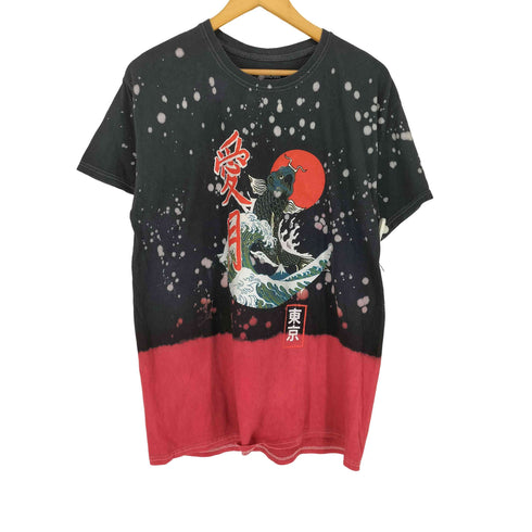 FASHIONNOVA 愛月 鯉 和柄 ブリーチデザインクルーネックTシャツ メンズ L