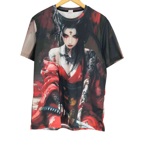 花魁 和柄クルーネックTシャツ メンズ M