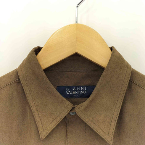 ジャンニヴァレンティノ GIANNI VALENTINO フェイクレザー レギュラーカラーシャツ メンズ M