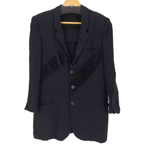 ヨウジヤマモトプールオム Yohji Yamamoto POUR HOMME 90s 97SS ベロア切替 レーヨン3Bテーラードジャケット メンズ JPN:S