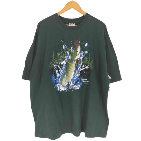 STADIUM COURT USA製 袖裾シングル フロントバスプリントクルーネックTシャツ メンズ