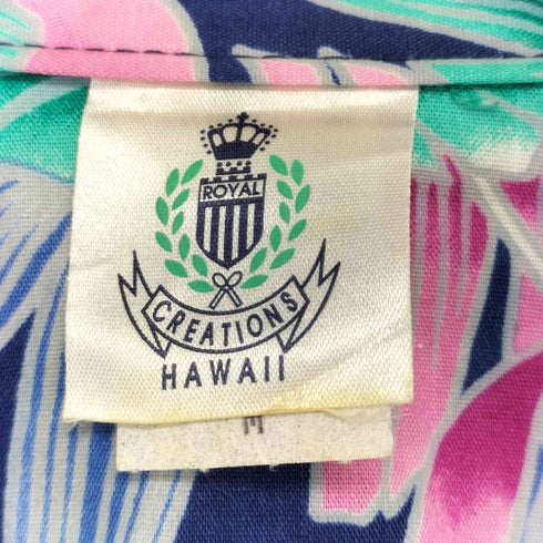 royal creations hawaii 80s レーヨン混 ボタニカルパターン アロハシャツ メンズ import:M