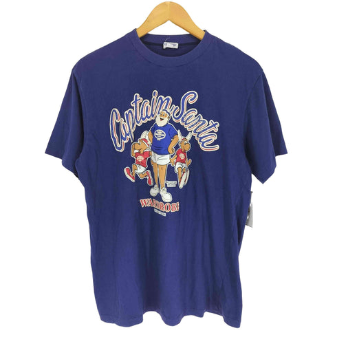 FISHERMAN'S WHARF 袖裾シングル Captain Santa 発砲プリントクルーネックTシャツ メンズ L