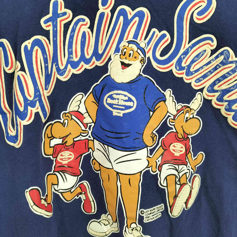 FISHERMAN'S WHARF 袖裾シングル Captain Santa 発砲プリントクルーネックTシャツ メンズ L