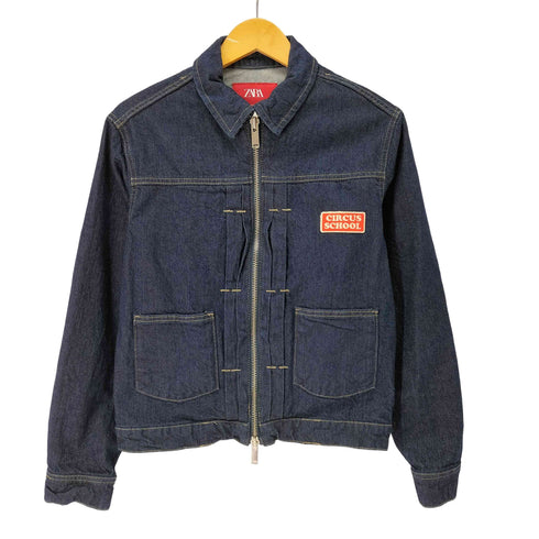 ザラ ZARA HARRY LAMBERT デニムジャケット トラッカージャケット ダブルジップ メンズ import:XS