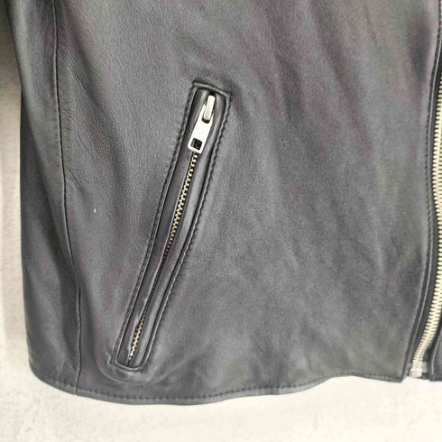 マウジー moussy lamb leather ラムレザーノーカラーダブルライダースジャケット レディース 1
