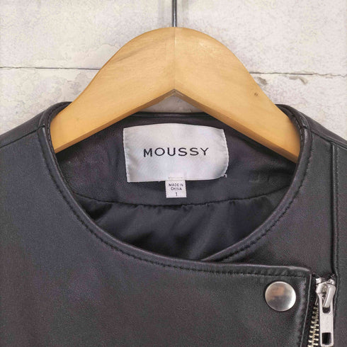 マウジー moussy lamb leather ラムレザーノーカラーダブルライダースジャケット レディース 1
