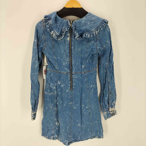 ガニー Ganni Denim Bleach Ruffle Mini Dress レディース 34
