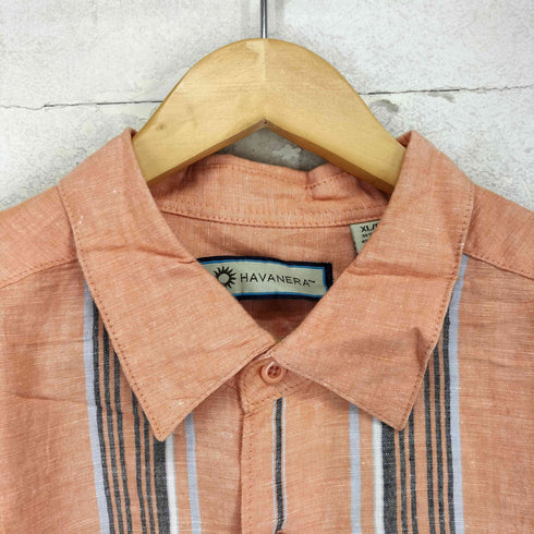 ハバネラ HAVANERA リネン レーヨン ストライプシャツ メンズ import:XL
