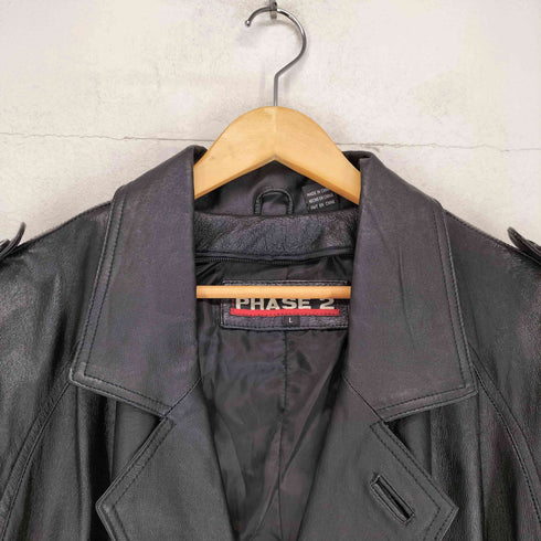 PHASE 2 real leather リアルレザートレンチコート メンズ L