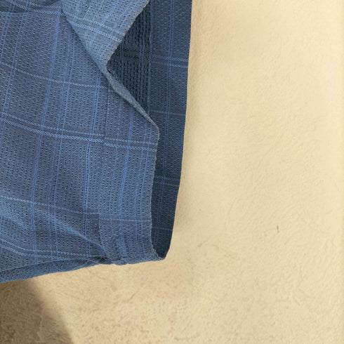 ヴァンヒューゼン VAN HEUSEN レーヨンポリ チェック柄開襟シャツ メンズ M