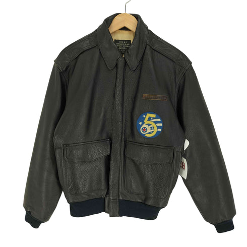 アヴィレックス AVIREX 90S OLD 薔薇 バラ刺繍 A-2型 ラムレザー フライトジャケット メンズ import:XS