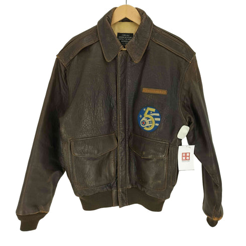 アヴィレックス AVIREX 90S OLD Sweetest of Texas 薔薇 バラ プリント A-2型 レザー フライトジャケット 裏地 USデザイン 刺繍 メンズ import:XS
