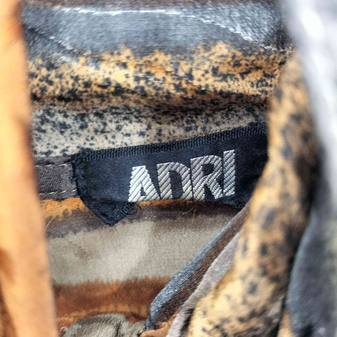 ADRI シルク マルチボーダー柄 ハイネック ロングスリーブシャツ レディース