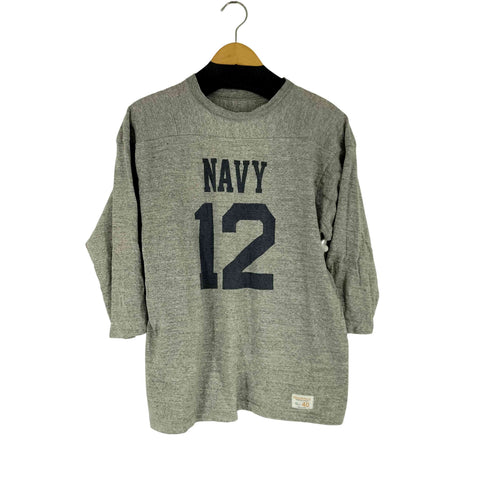 ウエアハウス WAREHOUSE NAVY プリント 七分袖 カットソー メンズ US:40