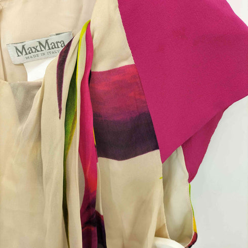 マックスマーラ MAX MARA イタリア製 白タグ シルク100 フレンチスリーブ ブラウス レディース 155/80A