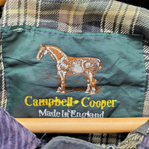 Campbell Cooper 裏地チェック ブラック コットン オイルジャケット メンズ