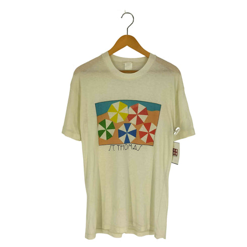 袖裾シングル イラスト クルーネックTシャツ メンズ