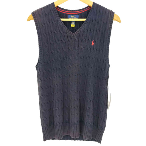 ポロラルフローレン POLO RALPH LAUREN 現行タグ ポニー刺繍 ケーブル編み コットン ニットベスト メンズ import:L