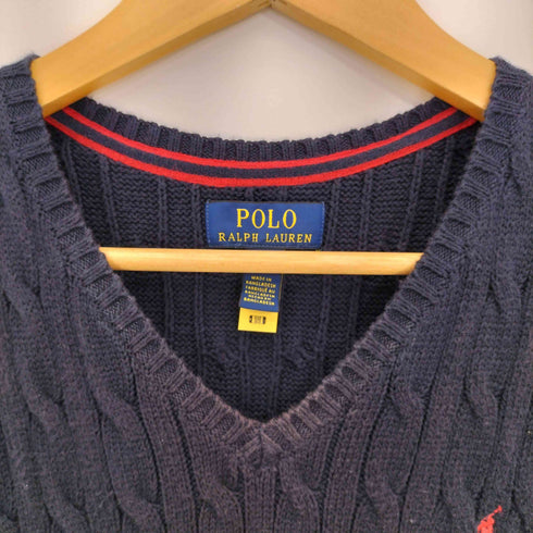 ポロラルフローレン POLO RALPH LAUREN 現行タグ ポニー刺繍 ケーブル編み コットン ニットベスト メンズ import:L