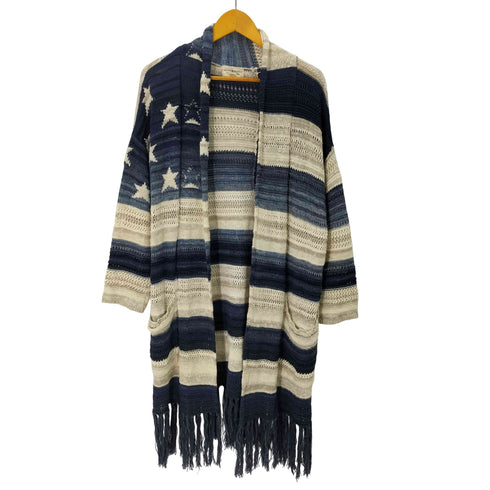 デニムアンドサプライラルフローレン DENIM&SUPPLY RALPH LAUREN コットンリネン フリンジ カーディガン レディース import:L