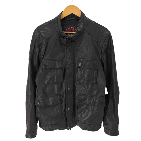 スーパードライ Superdry 極度乾燥(しなさい) Leather Rotor Jacket 牛革 レザージャケット メンズ L