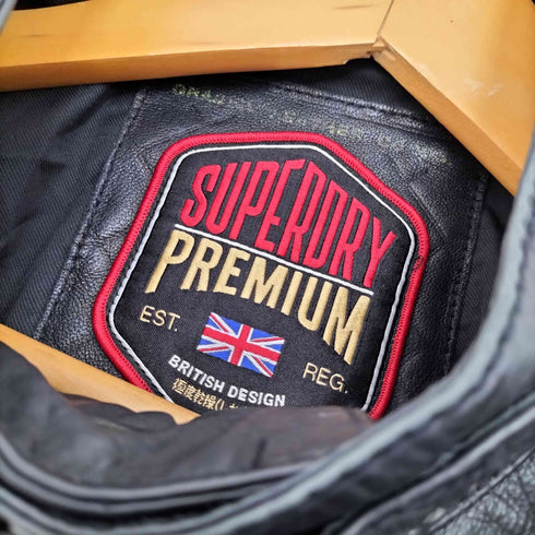 スーパードライ Superdry 極度乾燥(しなさい) Leather Rotor Jacket 牛革 レザージャケット メンズ L