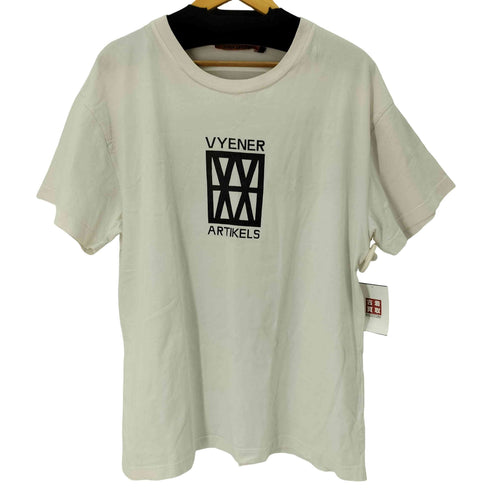 ヴァイナーアーティクルズ VYNER ARTICLES ホワイト ロゴプリント クルーネック Tシャツ メンズ import:S