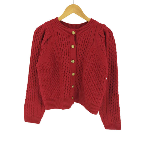 CLORE+ 25AW 金ボタン ウール混ニット カーディガン casual レディース FREE