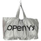 オープンワイワイ OPEN YY ロゴプリント メタリックシルバー ショッパートート レディース