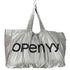 オープンワイワイ OPEN YY ロゴプリント メタリックシルバー ショッパートート レディース