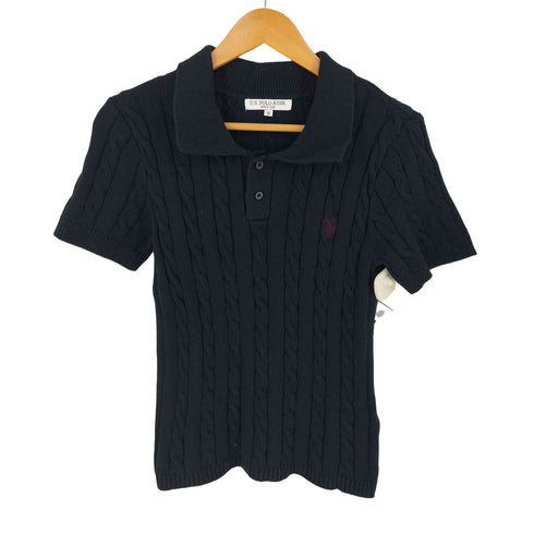 ユーエスポロアッスン U.S.POLO ASSN ケーブルニット 半袖ポロシャツ レディース M