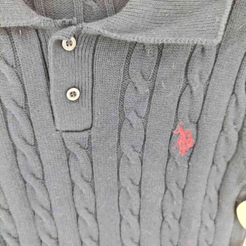 ユーエスポロアッスン U.S.POLO ASSN ケーブルニット 半袖ポロシャツ レディース M