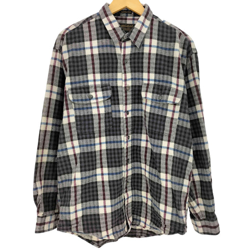 エディーバウアー Eddie Bauer 80s 黒タグ 後期 McKinley Cloth マルチカラー チェック コットン ネルシャツ メンズ import:L