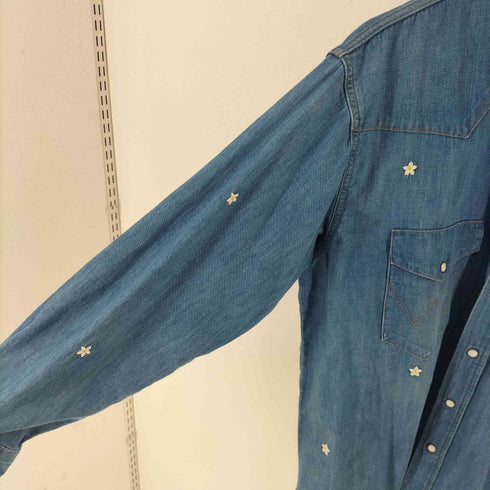 ラングラー Wrangler フラワー刺繍 デニムウエスタンシャツ レディース M