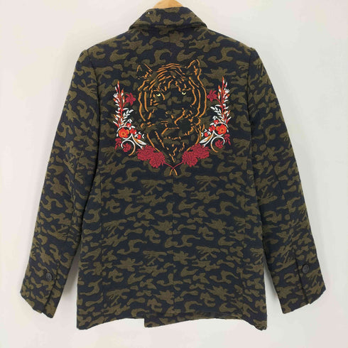 デシグアル Desigual 総柄 トラ刺繍 ダブルブレスト ジャケット レディース 38