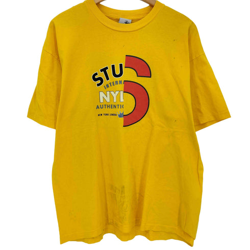 ステューシー Stussy 00s 銀タグ USA製 INTERNATIONAL SSリンク ドッキングロゴ プリント Tシャツ シングルステッチ メンズ import:XL