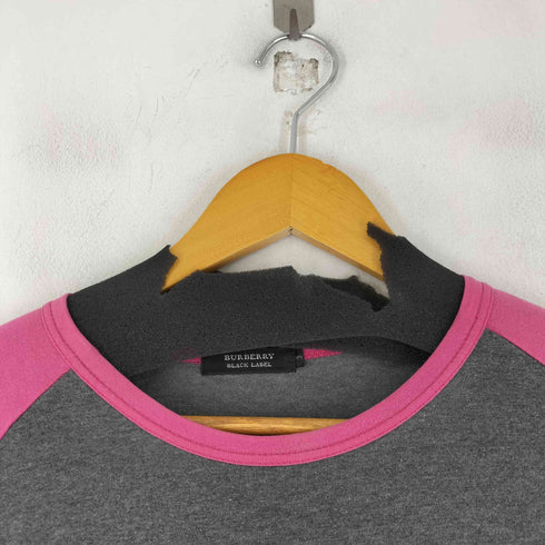 バーバリーブラックレーベル BURBERRY BLACK LABEL フロントプリント ラグラン L/S Tシャツ レディース JPN:3