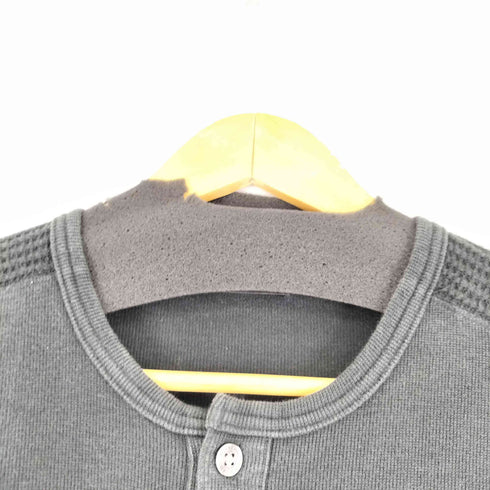 バーバリーブラックレーベル BURBERRY BLACK LABEL ロゴ刺繍 コットン ヘンリーネックカットソー メンズ JPN:3