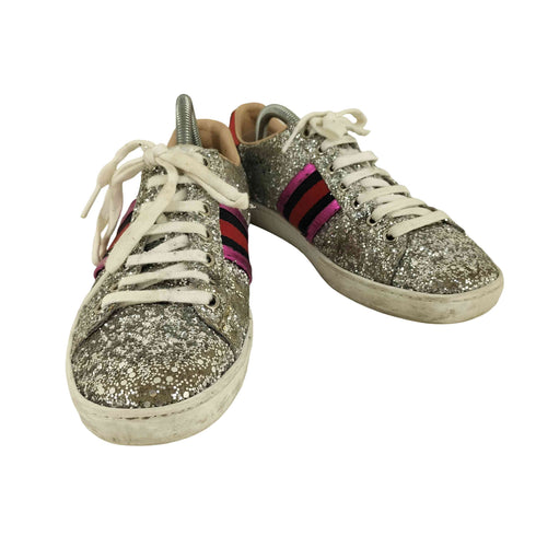 グッチ GUCCI ACE エース グリッター シェリーライン スニーカー レディース EUR:36