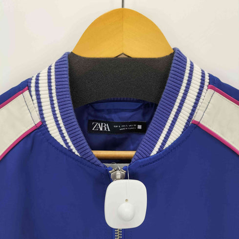 ザラ ZARA エンブロイダリーテキストサテンジャケット メンズ import:L