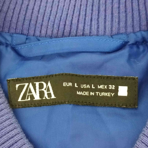 ザラ ZARA エンブロイダリーテキストサテンジャケット メンズ import:L