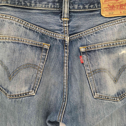 リーバイス Levis 00s フィリピン製 501 ボタン裏P85 ボタンフライ ダメージ加工 デニムパンツ メンズ W33 L32