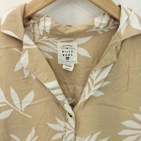 ビラボン BILLABONG リーフ柄 アロハシャツ レディース S