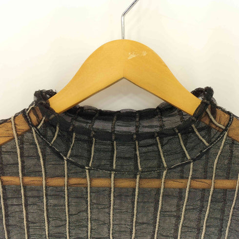 メゾンスペシャル MAISON SPECIAL Shirring Stripe Sheer Knitwear レディース FREE