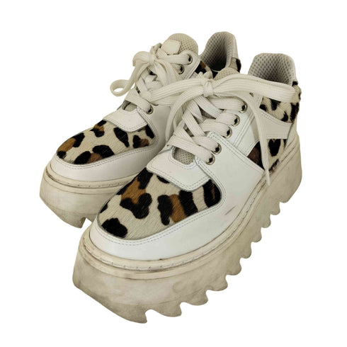 ジュンヤワタナベコムデギャルソン JUNYA WATANABE COMME des GARCONS ハラコ レオパード柄 厚底 ローカットスニーカー レディース JPN:22.5